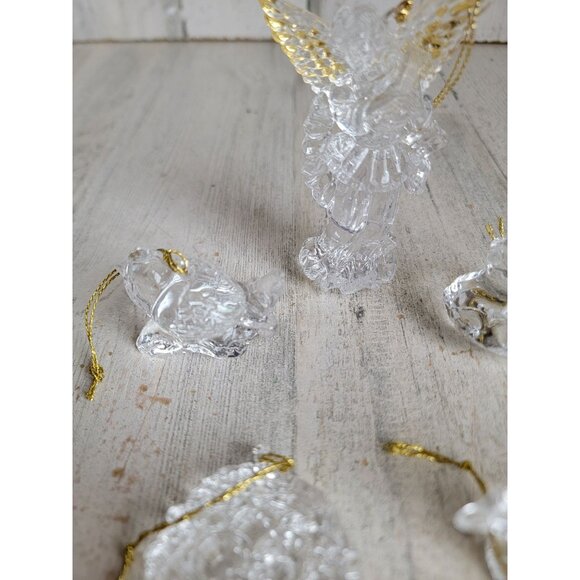 Plastic crystal angel goose wreath ornament cherub Xmas set - Picture 6 of 9